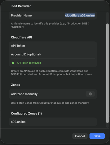 Cloudflare provider configuration