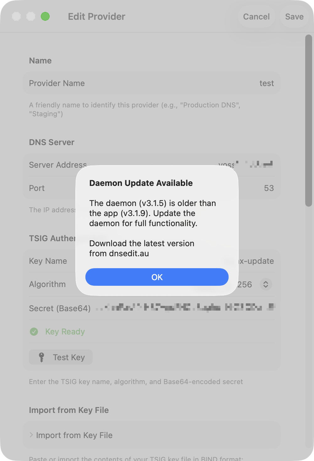 Daemon version warning when connecting to an older daemon