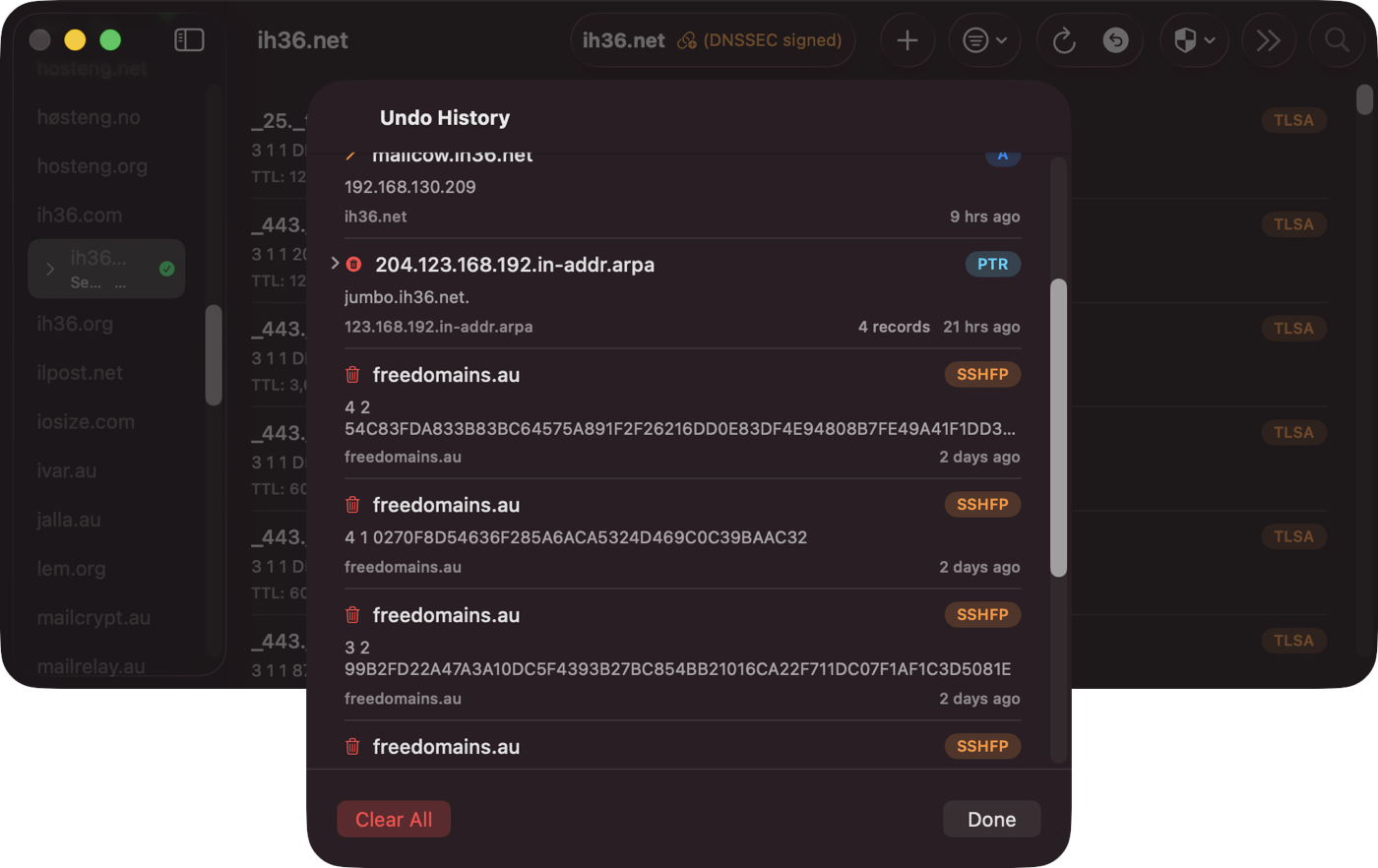 Undo History with collapsed bulk entry showing record count
